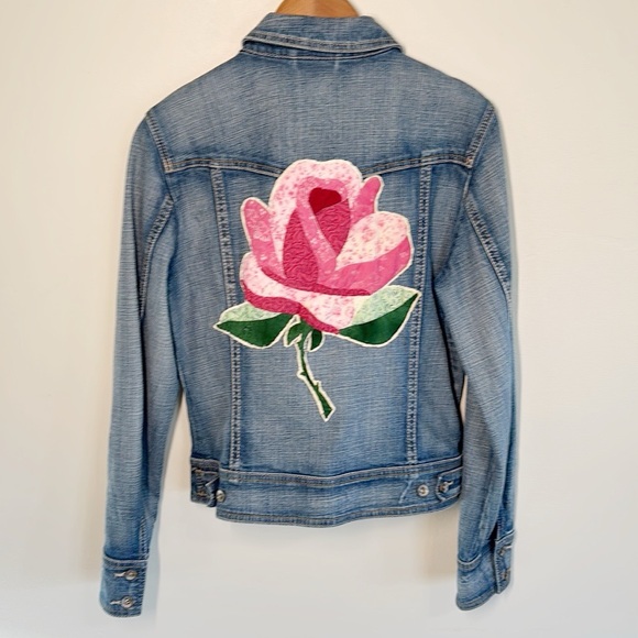 Upcycled ESPRIT Denim Jacket Quilted Rose OOAK - Picture 13 of 13